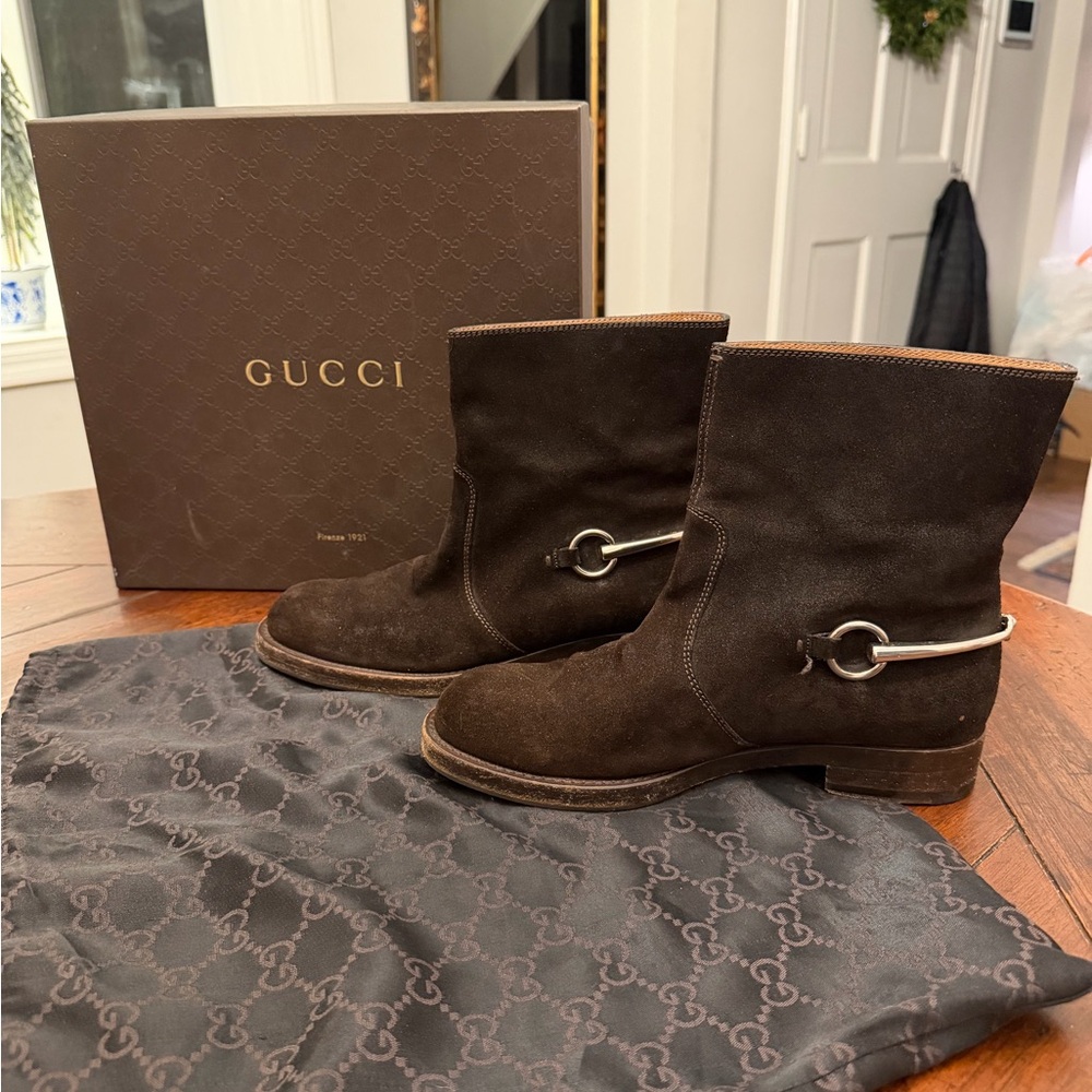 Gucci Brown Suede Ankle Boots